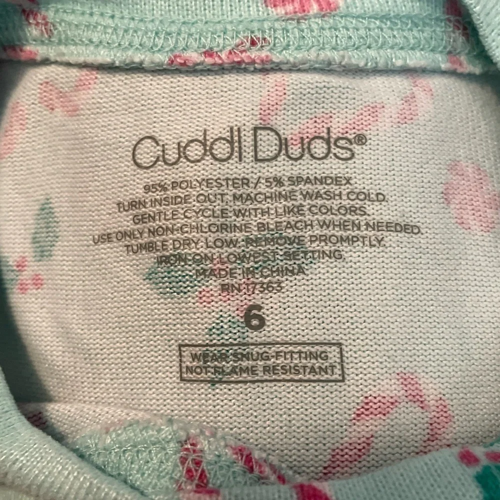 Cuddl Duds Kids Pajama Set with Heart Candy Cane Print - White and Pink size 6